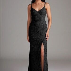 Azazie Leo Floral Burnout Dress